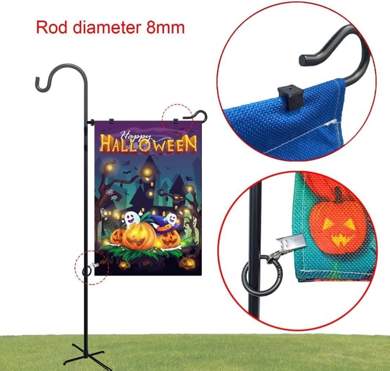 Luckupper Garden Flag Clips and Stoppers,Tiger Clip with Ring and U Clamp(for 8mm Rod),Anti Wind Accessories for Garden Flag Holder - Image 2